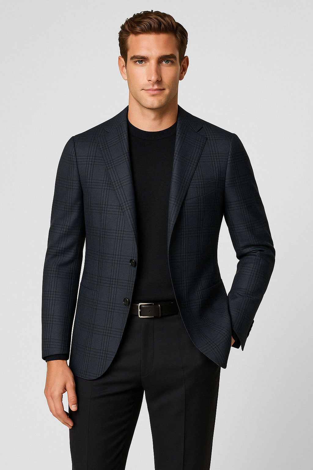 Giacca slim fit principe di galles grigio