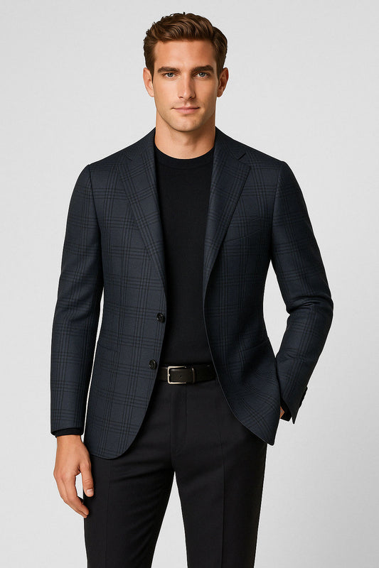 Giacca slim fit principe di galles grigio